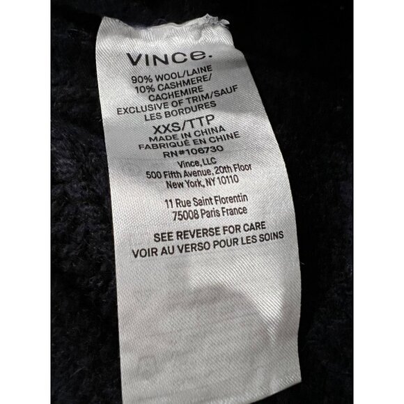 NWT Vince. Size XXS Rib Transfer Full Zip Wool/Cashmere Sweater Navy MSRP $475 - Picture 13 of 15